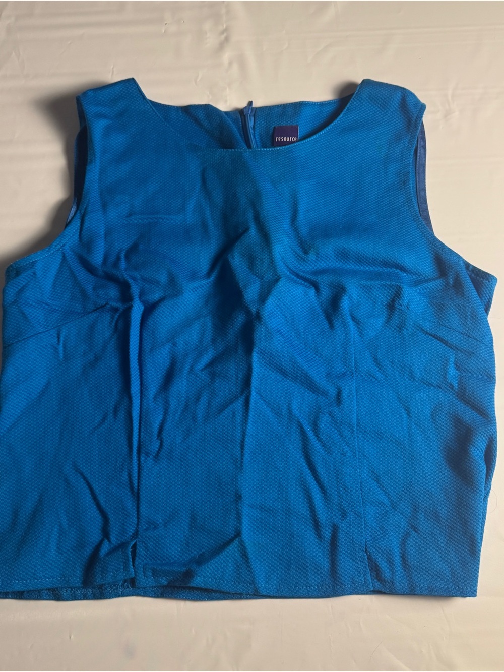 💙 Vintage 90s Resource Azure Blue Cotton Top - L - USA Made 💙